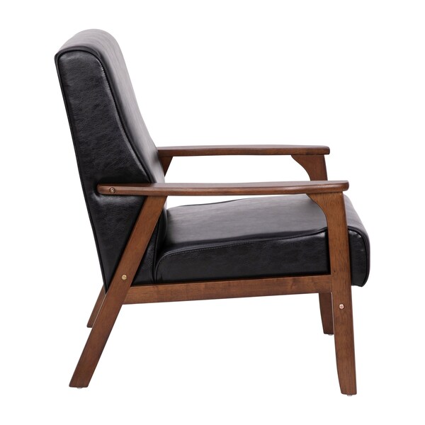 Flash Furniture Black LeatherSoft Arm Chair with Wood Frame - IS-IT673317-BK-GG