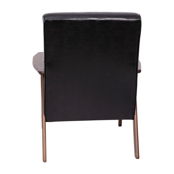 Flash Furniture Black LeatherSoft Arm Chair with Wood Frame - IS-IT673317-BK-GG