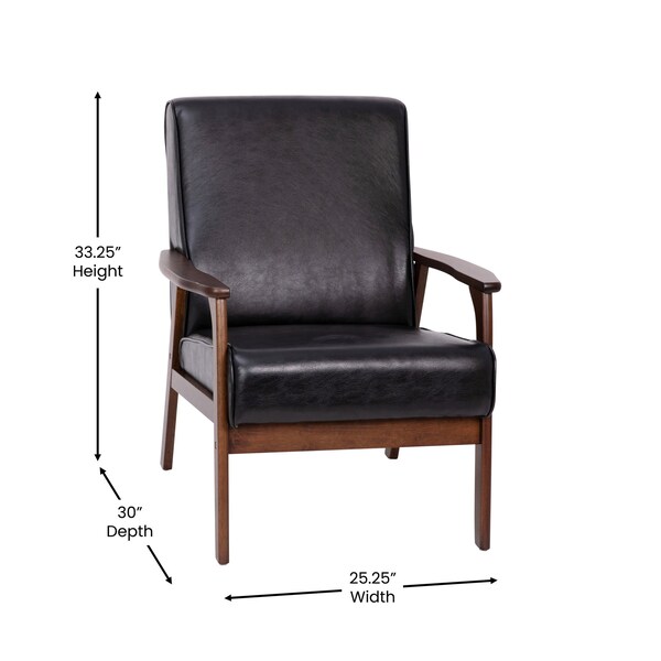 Flash Furniture Black LeatherSoft Arm Chair with Wood Frame - IS-IT673317-BK-GG