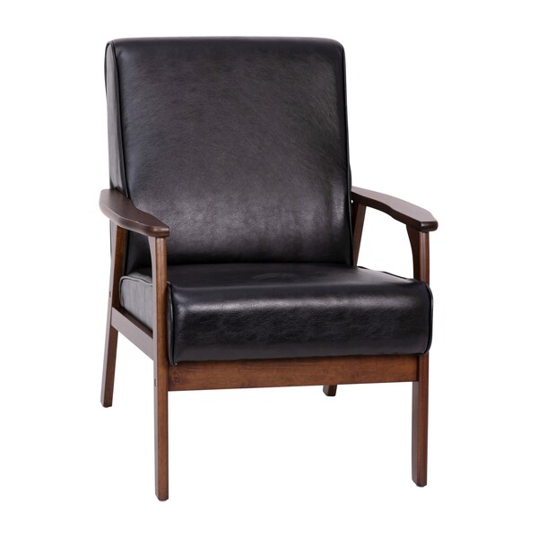 Flash Furniture Black LeatherSoft Arm Chair with Wood Frame - IS-IT673317-BK-GG