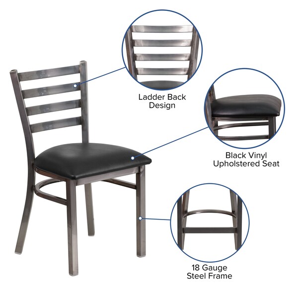 Flash Furniture Hercules Restaurant Chair, Black Back, 16-1/2 in W 17" L 32-1/4" H - XU-DG694BLAD-CLR-BLKV-GG