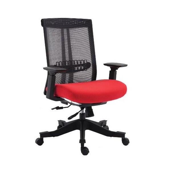 We'Re It Mesh it, Twyst Series Flex Mesh Task Chair with Red Seat, Adjustable Arms, Seat Slide, and Black Frame - EM5225AM-RED