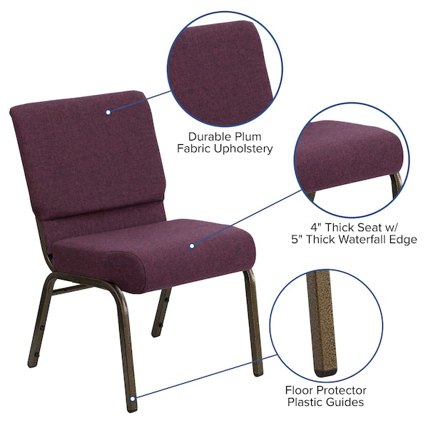 Flash Furniture Hercules Church Chair, 21-1/4 in W 25" L 33" H, Fabric Seat - FD-CH0221-4-GV-005-GG