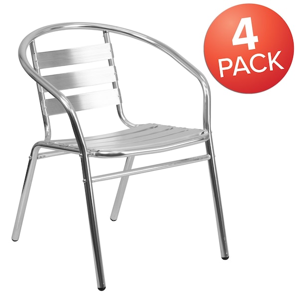 Flash Furniture Commercial Aluminum Restaurant Stack Chair w/ Arms - 4-TLH-017B-GG