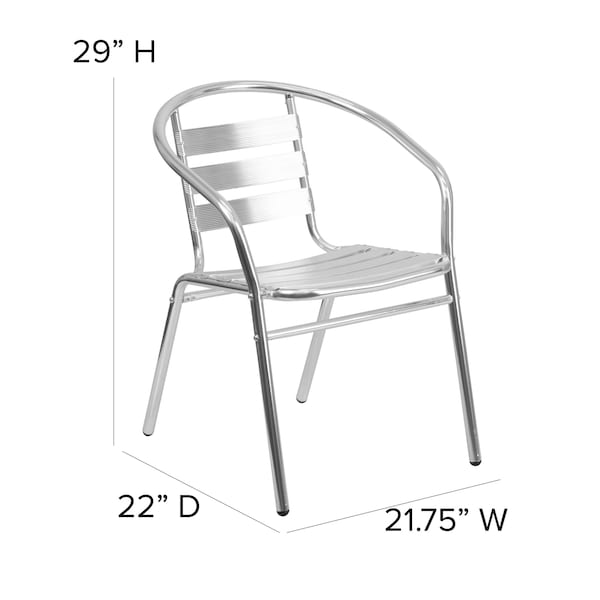 Flash Furniture Commercial Aluminum Restaurant Stack Chair w/ Arms - 4-TLH-017B-GG