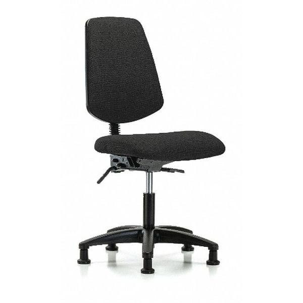 Blue Ridge Ergonomics Desk Chair Fabric Desk Chair, Med, Bk, Glides, Blk, No Arms, 19" to 24" Height, Fabric, Black - BR-FDHCH-MB-RG-T0-A0-RG-F42