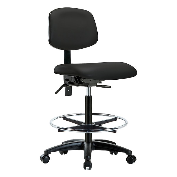 Zoro Select High Bench Chair Ergonomic Chair, No Arms, 25" to 34-1/2" Height, Vinyl, Black - BR-VHBCH-RG-T0-A0-CF-RC-8540