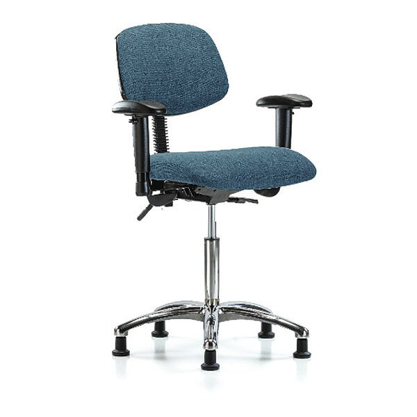 Blue Ridge Ergonomics Medium Bench Chair Chair, Fab, Med Ben, Chr Tilt AA Glides, Blu, Adjustable Arms, 22" to 29" Height - BR-FMBCH-CR-T1-A1-NF-RG-F43