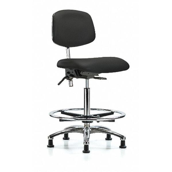 Zoro Select Clean Room Chair Ergonomic Chair, No Arms, 26-1/4" to 36" Height, Vinyl, Black - BR-NCR-VHBCH-CR-T0-A0-CF-RG-8540