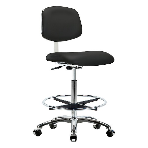 Zoro Select Clean Room Chair Ergonomic Chair, 25-3/4" to 35-1/2" Height, Vinyl, Black - BR-CLR-VHBCH-CR-CF-CC-8540