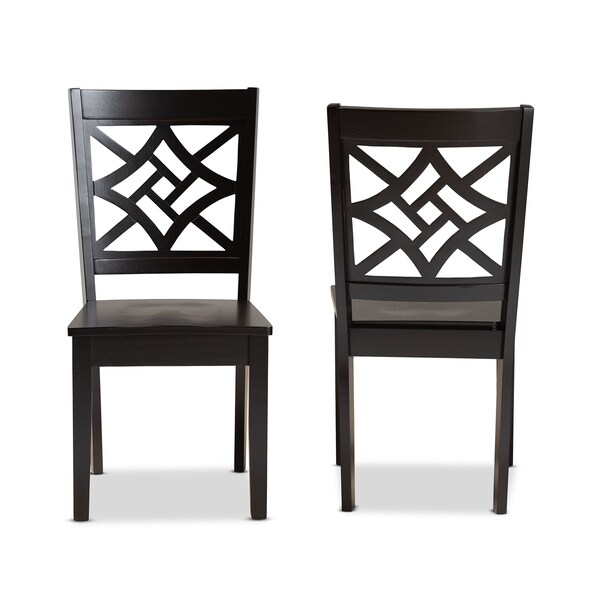 Baxton Studio Nicolette Modern and Contemporary Dark Brown Finished Wood 2-Piece Dining Chair Set - 179-11385-ZORO