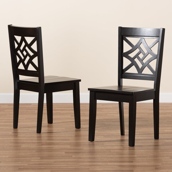 Baxton Studio Nicolette Modern and Contemporary Dark Brown Finished Wood 2-Piece Dining Chair Set - 179-11385-ZORO