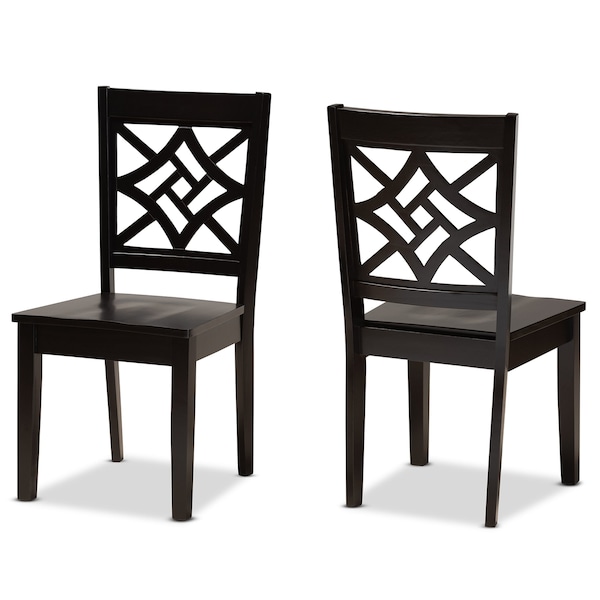 Baxton Studio Nicolette Modern and Contemporary Dark Brown Finished Wood 2-Piece Dining Chair Set - 179-11385-ZORO