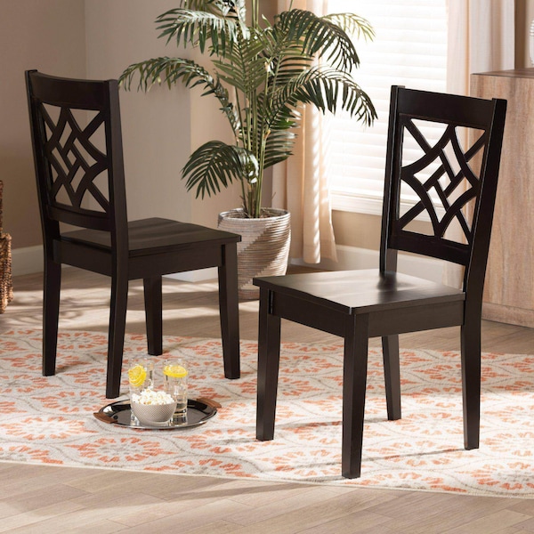 Baxton Studio Nicolette Modern and Contemporary Dark Brown Finished Wood 2-Piece Dining Chair Set - 179-11385-ZORO
