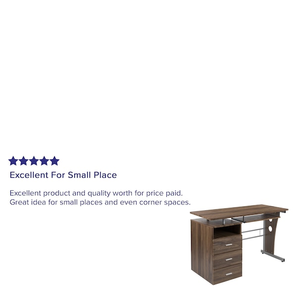 Flash Furniture Walnut 3 Drawer Pedestal Desk - NAN-WK-008-RU-GG