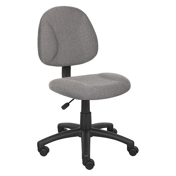 Boss B315 Posture Deluxe Office Task Chair, Gray Back, 25 in W 25" L 40" H, Armless, Tweed Seat - B315-GY