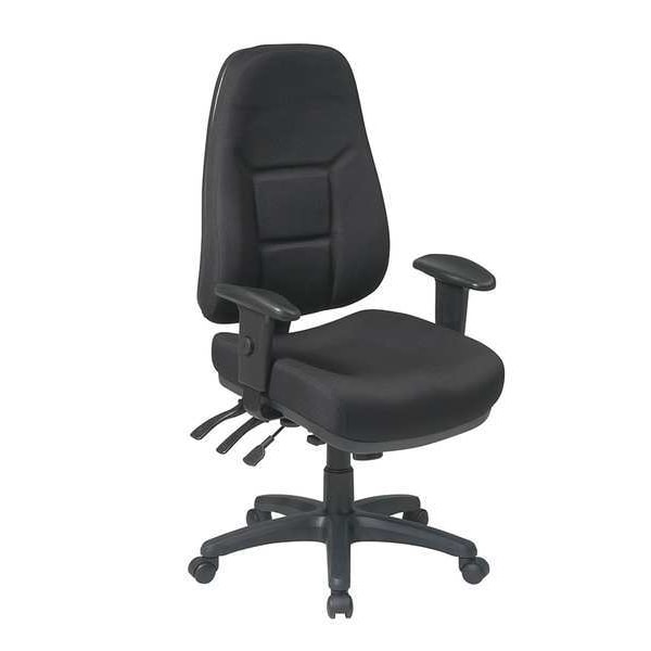 Office Star Desk Chair Desk Chair, Adjustable Arms, 19" to 22-1/2" Height, Fabric, Black - 2907-231