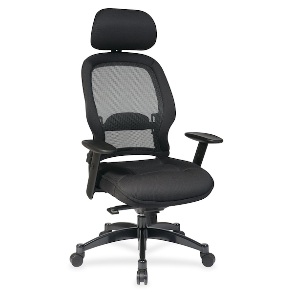 Office Star Executive Chair Managers Chair, Adjustable Arms, 19-3/4" to 22-1/2" Height, Mesh, Black - 25004