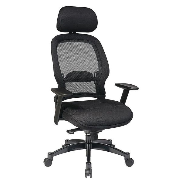 Office Star Executive Chair Managers Chair, Adjustable Arms, 19-3/4" to 22-1/2" Height, Mesh, Black - 25004