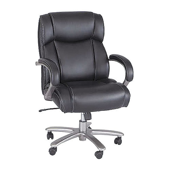 Safco Big and Tall Chair Chair, Big And Tall, Mid-Back, 400 lb., Loop Arms, 19-1/2" to 22-3/4" Height, Black - 3503BL