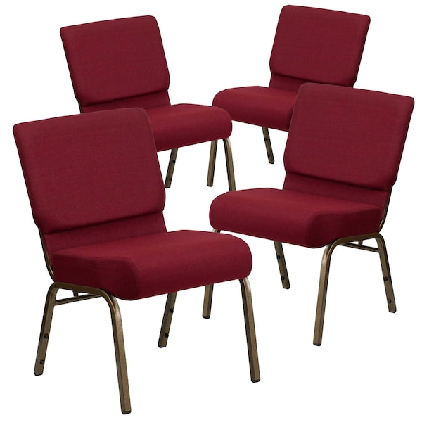 Flash Furniture 21"W Stacking Church Chair in Burgundy Fabric, 4PK - 4-FD-CH0221-4-GV-3169-GG