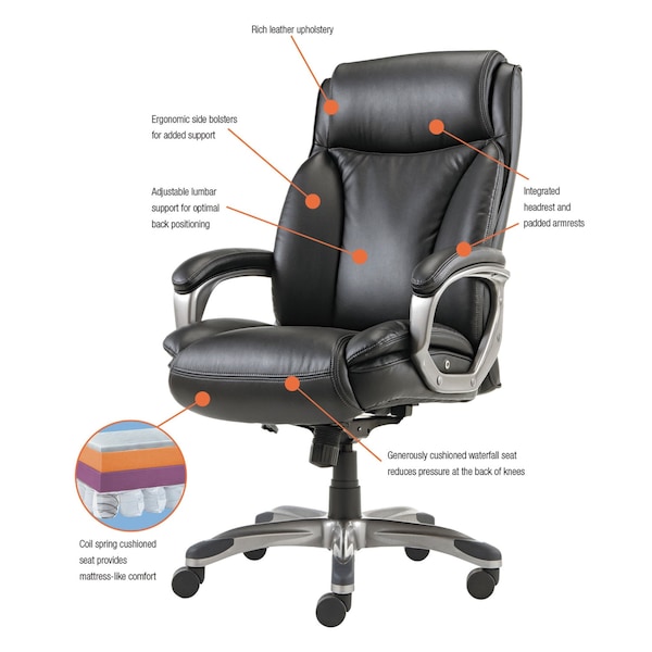 Alera Veon Executive Leather Chair, Black - ALEVN4119