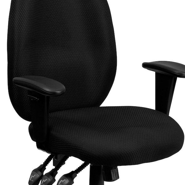 Flash Furniture Black High Back Exec Chair, Seat Height Range: 18" to 21-1/2" - BT-6191H-BK-GG