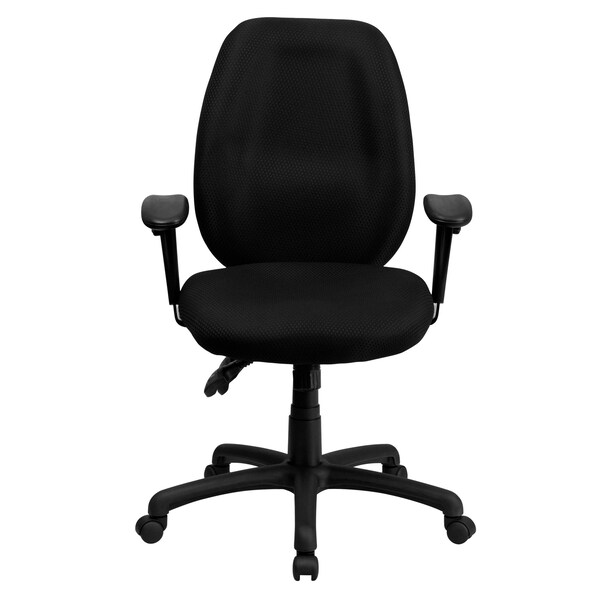 Flash Furniture Black High Back Exec Chair, Seat Height Range: 18" to 21-1/2" - BT-6191H-BK-GG