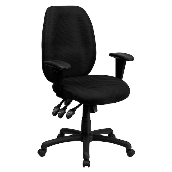 Flash Furniture Black High Back Exec Chair, Seat Height Range: 18" to 21-1/2" - BT-6191H-BK-GG
