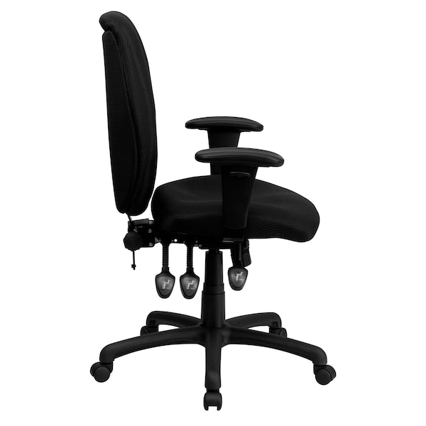 Flash Furniture Black High Back Exec Chair, Seat Height Range: 18" to 21-1/2" - BT-6191H-BK-GG