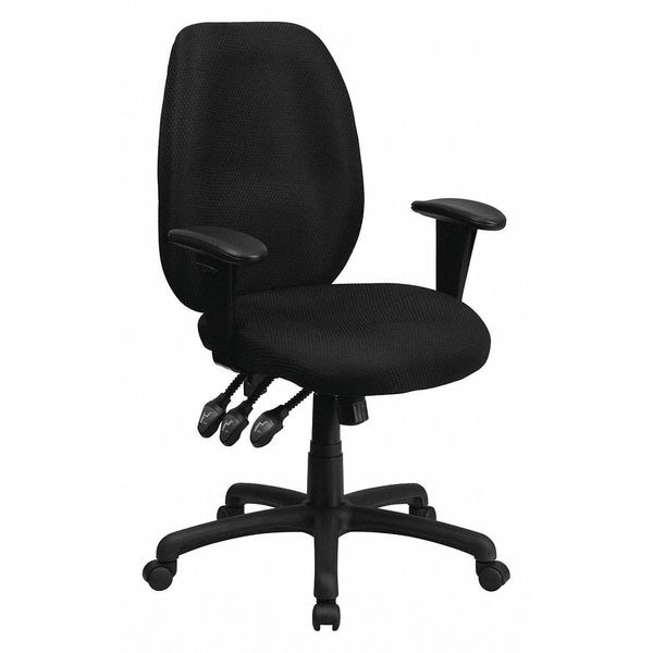 Flash Furniture Black High Back Exec Chair, Seat Height Range: 18" to 21-1/2" - BT-6191H-BK-GG