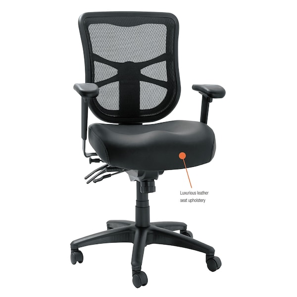 Alera Task Chair Desk Chair, Padded Arms, 18-1/8" to 21-3/4" Height, Leather, Black - ALEEL4215