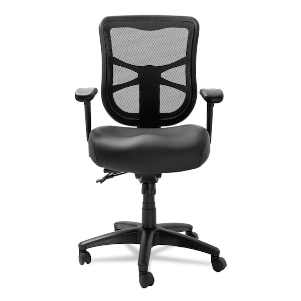 Alera Task Chair Desk Chair, Padded Arms, 18-1/8" to 21-3/4" Height, Leather, Black - ALEEL4215