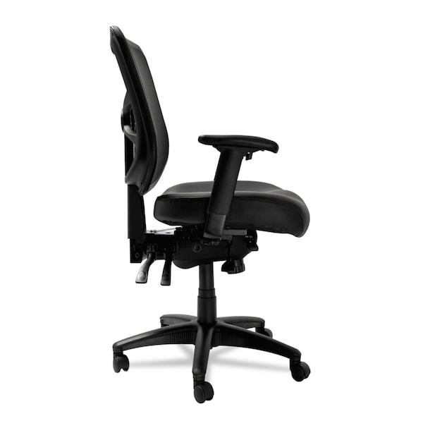 Alera Task Chair Desk Chair, Padded Arms, 18-1/8" to 21-3/4" Height, Leather, Black - ALEEL4215