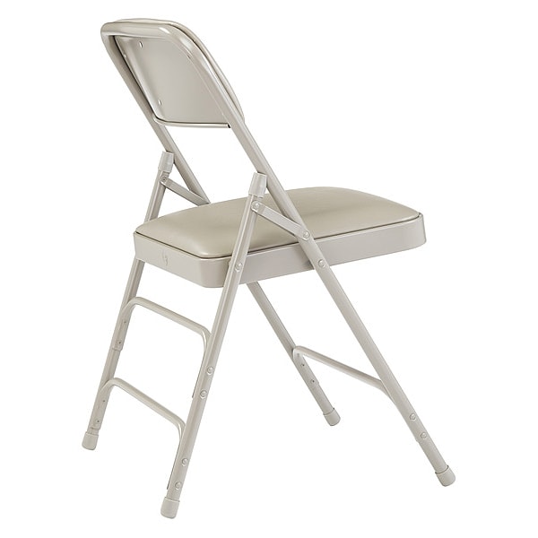 National Public Seating Vinyl Triple Brace Double Hinge Folding Chair, Grey - 1302