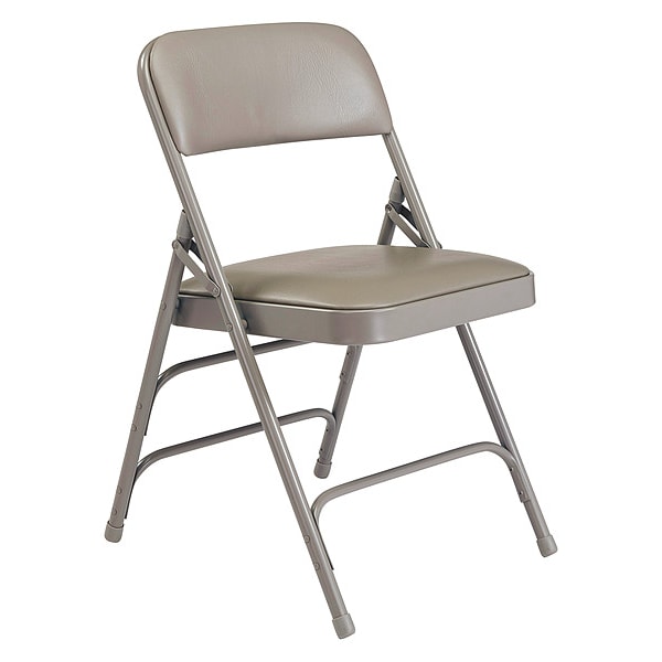 National Public Seating Vinyl Triple Brace Double Hinge Folding Chair, Grey - 1302