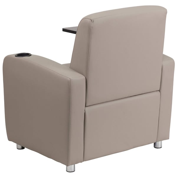 Flash Furniture Contemporary Guest Chair, Gray Seat, Gray Back, 27 in W 27" L 35" H, Raised Tablet, Leather Seat - BT-8217-GV-GG