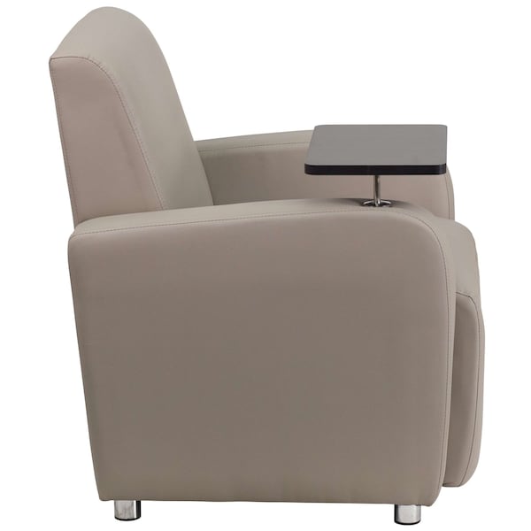 Flash Furniture Contemporary Guest Chair, Gray Seat, Gray Back, 27 in W 27" L 35" H, Raised Tablet, Leather Seat - BT-8217-GV-GG