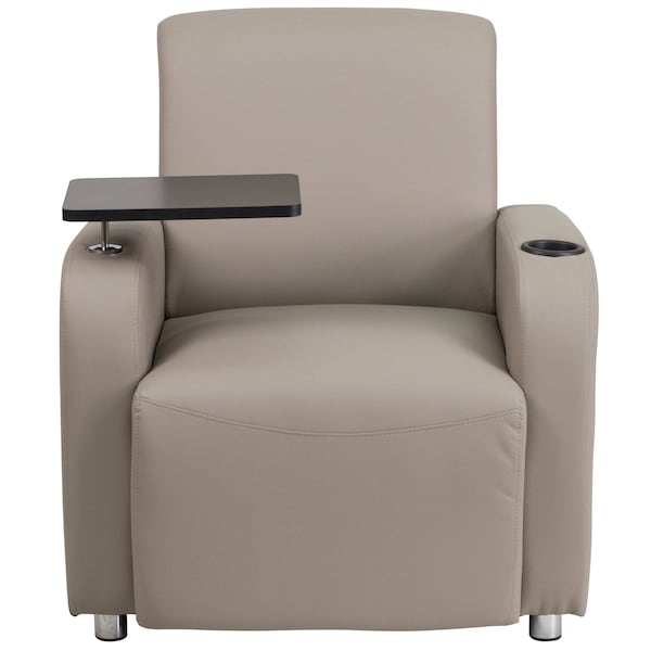 Flash Furniture Contemporary Guest Chair, Gray Seat, Gray Back, 27 in W 27" L 35" H, Raised Tablet, Leather Seat - BT-8217-GV-GG