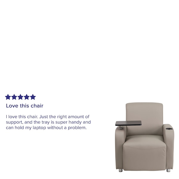Flash Furniture Contemporary Guest Chair, Gray Seat, Gray Back, 27 in W 27" L 35" H, Raised Tablet, Leather Seat - BT-8217-GV-GG