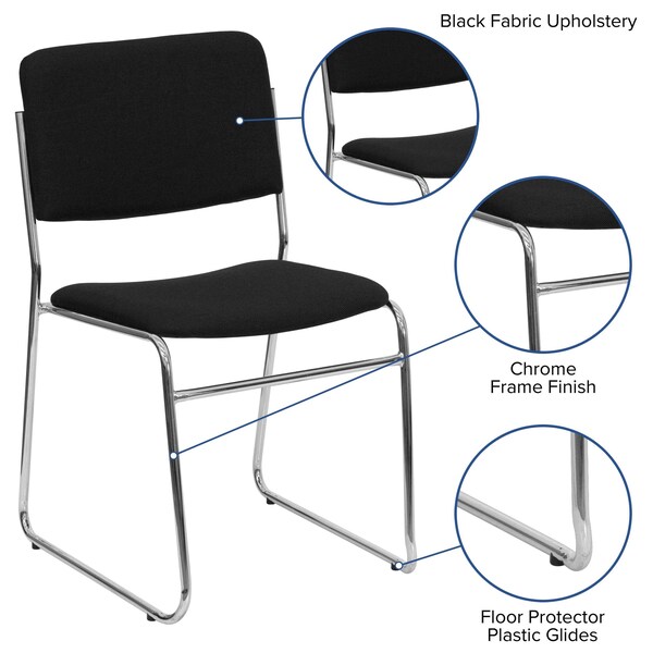 Flash Furniture Fabric Stack Chair, Black - XU-8700-CHR-B-30-GG