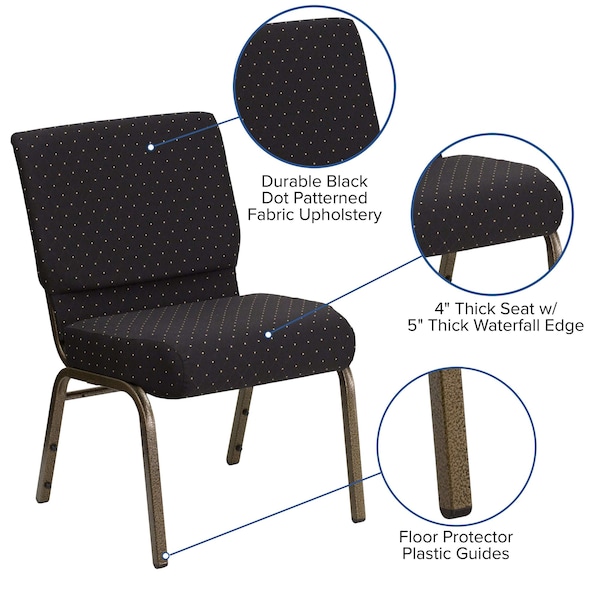 Flash Furniture Hercules Church Chair, Black Back, 21-1/4 in W 25" L 33" H, Fabric Seat - FD-CH0221-4-GV-S0806-GG