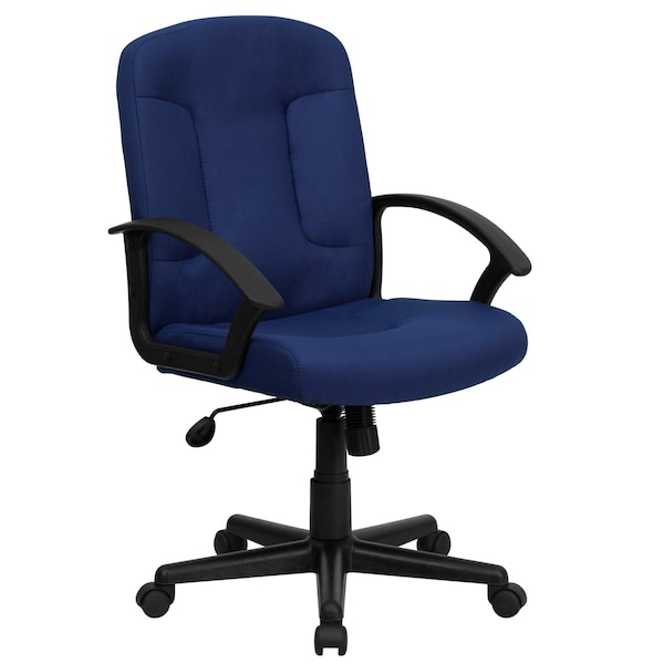 Flash Furniture Contemporary Chair Navy Mid-Back Exec Chair, Fixed Arms, 17-1/4" to 21-1/4" Height, Fabric, Navy - GO-ST-6-NVY-GG