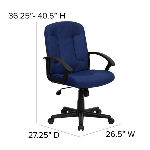 Flash Furniture Contemporary Chair Navy Mid-Back Exec Chair, Fixed Arms, 17-1/4" to 21-1/4" Height, Fabric, Navy - GO-ST-6-NVY-GG