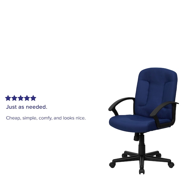 Flash Furniture Contemporary Chair Navy Mid-Back Exec Chair, Fixed Arms, 17-1/4" to 21-1/4" Height, Fabric, Navy - GO-ST-6-NVY-GG
