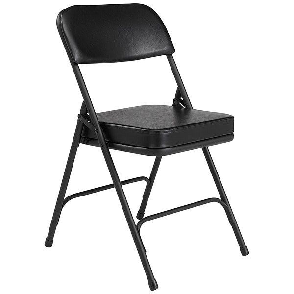 National Public Seating Folding Chair, Vinyl, 32in H, Black, PK2 - 3210
