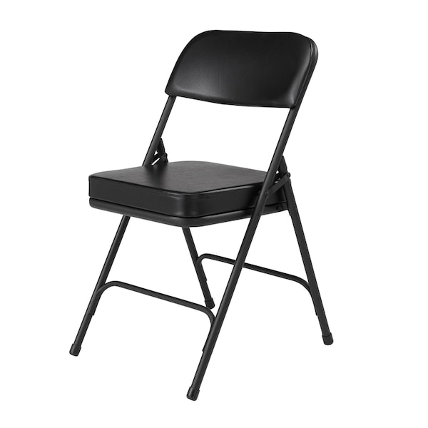 National Public Seating Folding Chair, Vinyl, 32in H, Black, PK2 - 3210