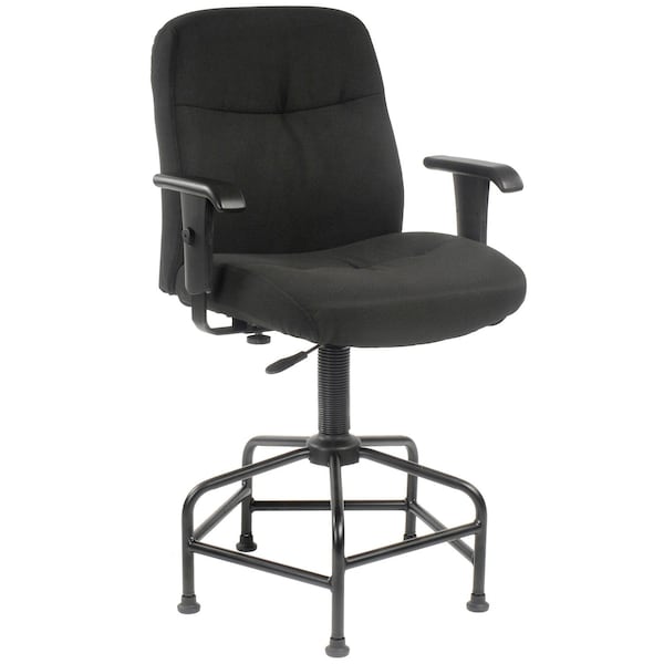 Interion By Global Industrial Interion Big & Tall Stool with Adjustable Arms, Fabric, Black - 506554