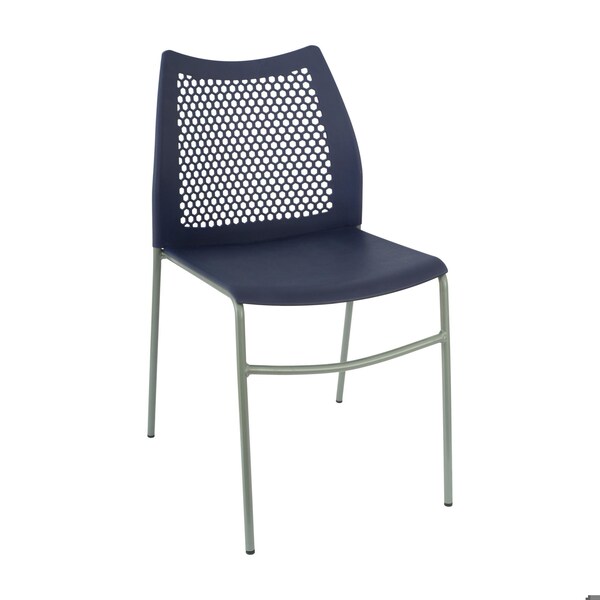 Flash Furniture HERCULES Navy Stack Chair with Air-Vent Back, Non-Sled Base and Gray Powder Coated Metal Frame - RUT-NC498-NV-GG
