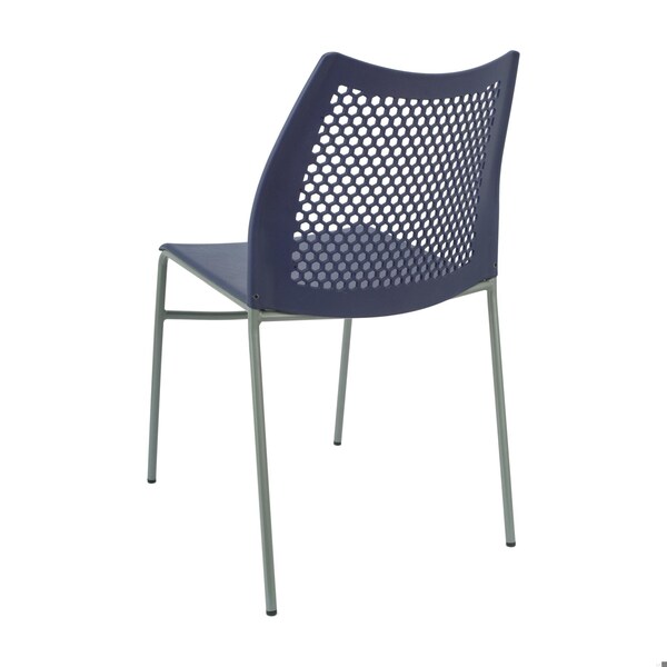 Flash Furniture HERCULES Navy Stack Chair with Air-Vent Back, Non-Sled Base and Gray Powder Coated Metal Frame - RUT-NC498-NV-GG
